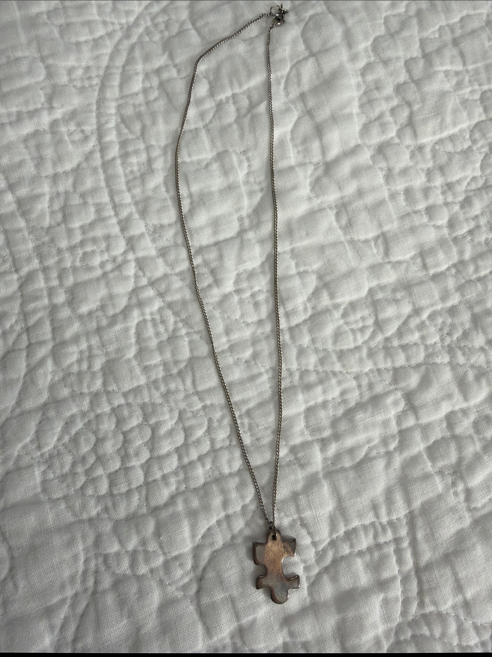 James Avery Retired ‘Puzzle Piece’ Sterling Silver Necklace Chain and Charm